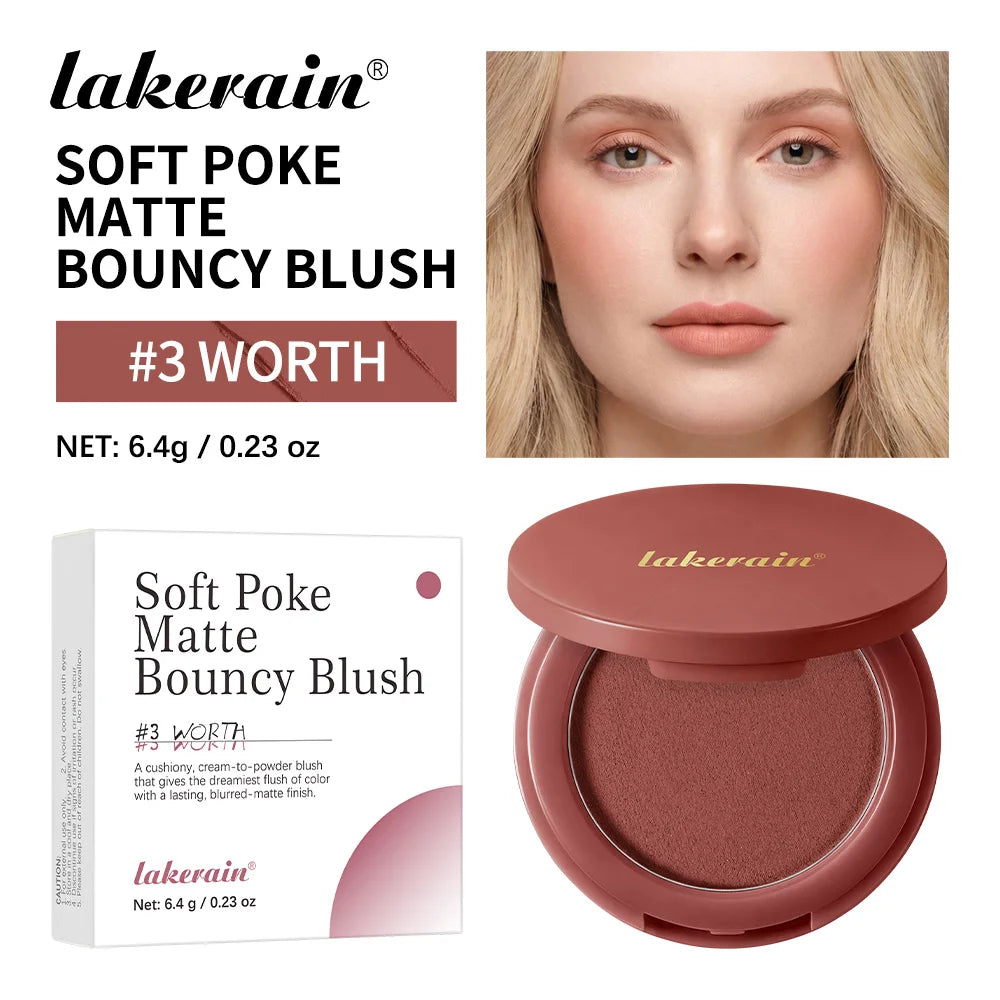 New Matte Blush Cream to Powder Cushiony Bouncy Texture Long Lasting Natural Flush Brightens Face Complexion Woman Makeup Oasis Select Color 3