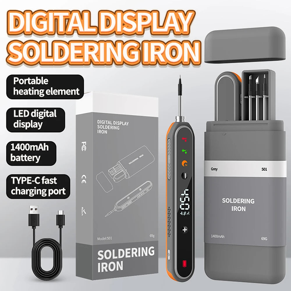 8-15W Type-C Digital Electric Soldering Iron Kit Intelligent Adjustable Temperature Fast Heating Mini Solder Irons Repair Tool Oasis Select