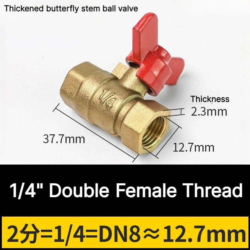 1/4" 3/8" 1/2" 3/4" Female To Female Thread Two Way Brass with Butterfly Handle Shut Off Ball Valve for Fuel Gas Water Oil Air Oasis Select 1l4 Double Female