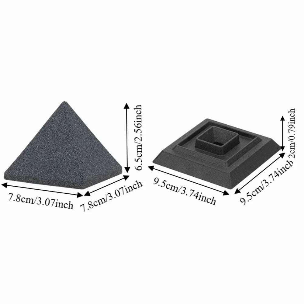 Inverted Pyramid Ceramic Tea Strainer & Iron Base | Black