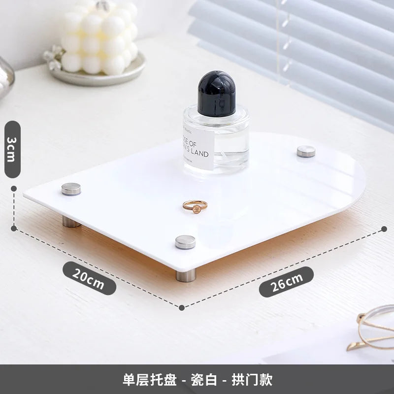 Acrylic Decorative Tray Organizer | Desk, Vanity & Shelf Display
