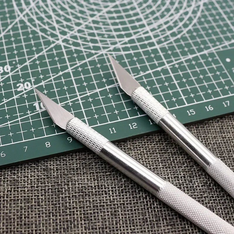 Non-Slip Metal Scalpel Knife Tools Kit Cutter Engraving Craft knives +5pcs Blades #11 for Mobile Phone PCB DIY Repair Hand Tools Oasis Select