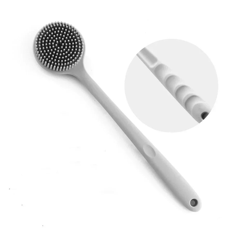 Silicone Long Handle Shower Brush Soft Haired Lazy Bath Tools Back Scrubber Sponge Exfoliating Skin Massager Bathroom Tools Oasis Select GRAY Silica Gel
