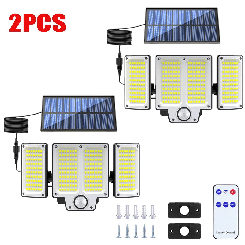 Solar Lights Outdoor 3 Modes Motion Sensor Flood Lights 234LED Solar Wall Lights for Outside Yard Garden Fence Pathway Lighting Oasis Select 280LED 2PCS