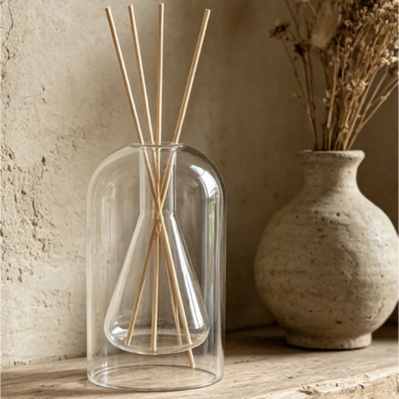 120/200ML Transparent Glass Aromatherapy Diffuser Bottle Glass Storage Containers Home Decoration with Diffusers Sticks Oasis Select