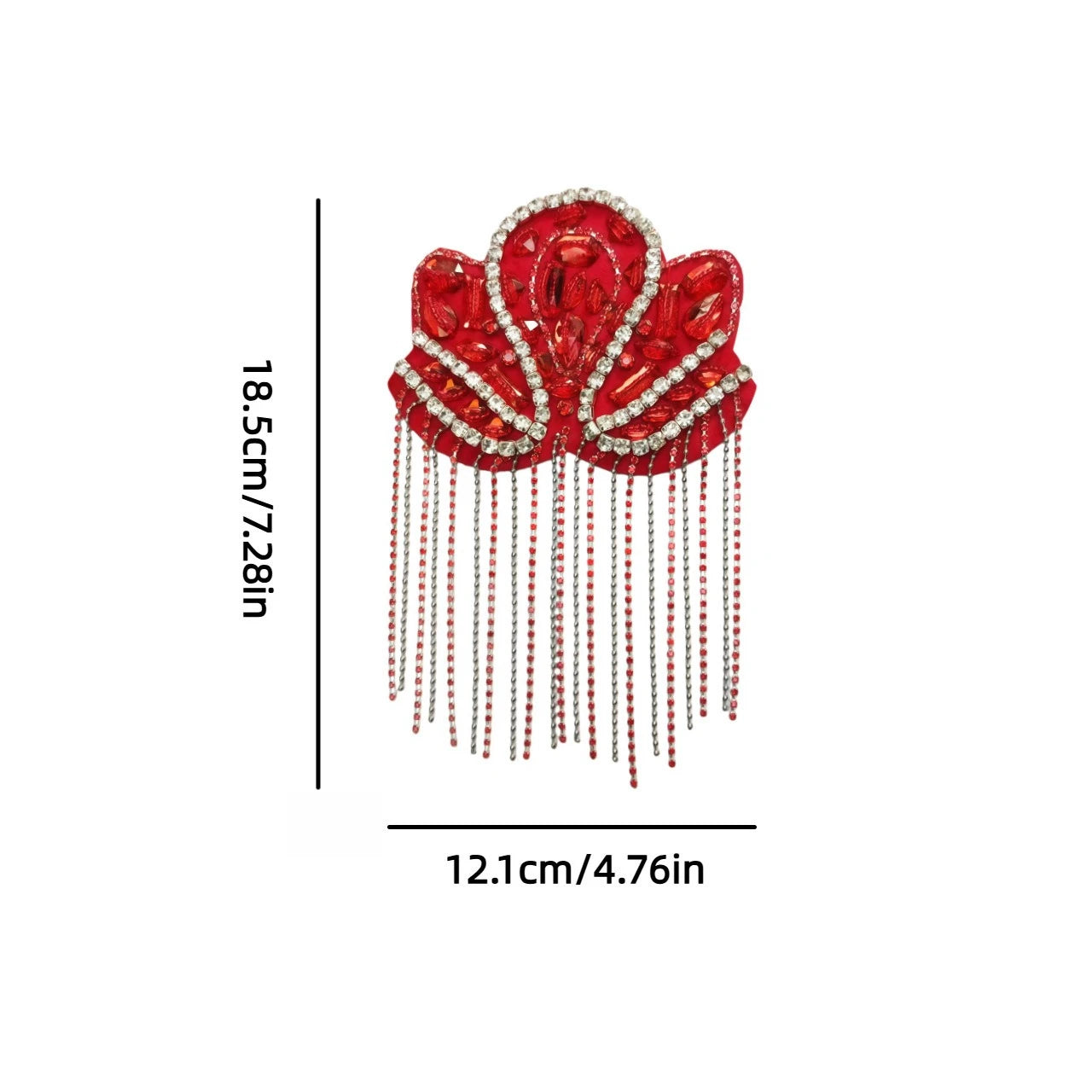Beaded Decoration Diamond Tassel Epaulets Sparkling Rhinestone Shoulder Tassel Epaulet Detachable for Clothes Bags DIY Oasis Select Red with pin