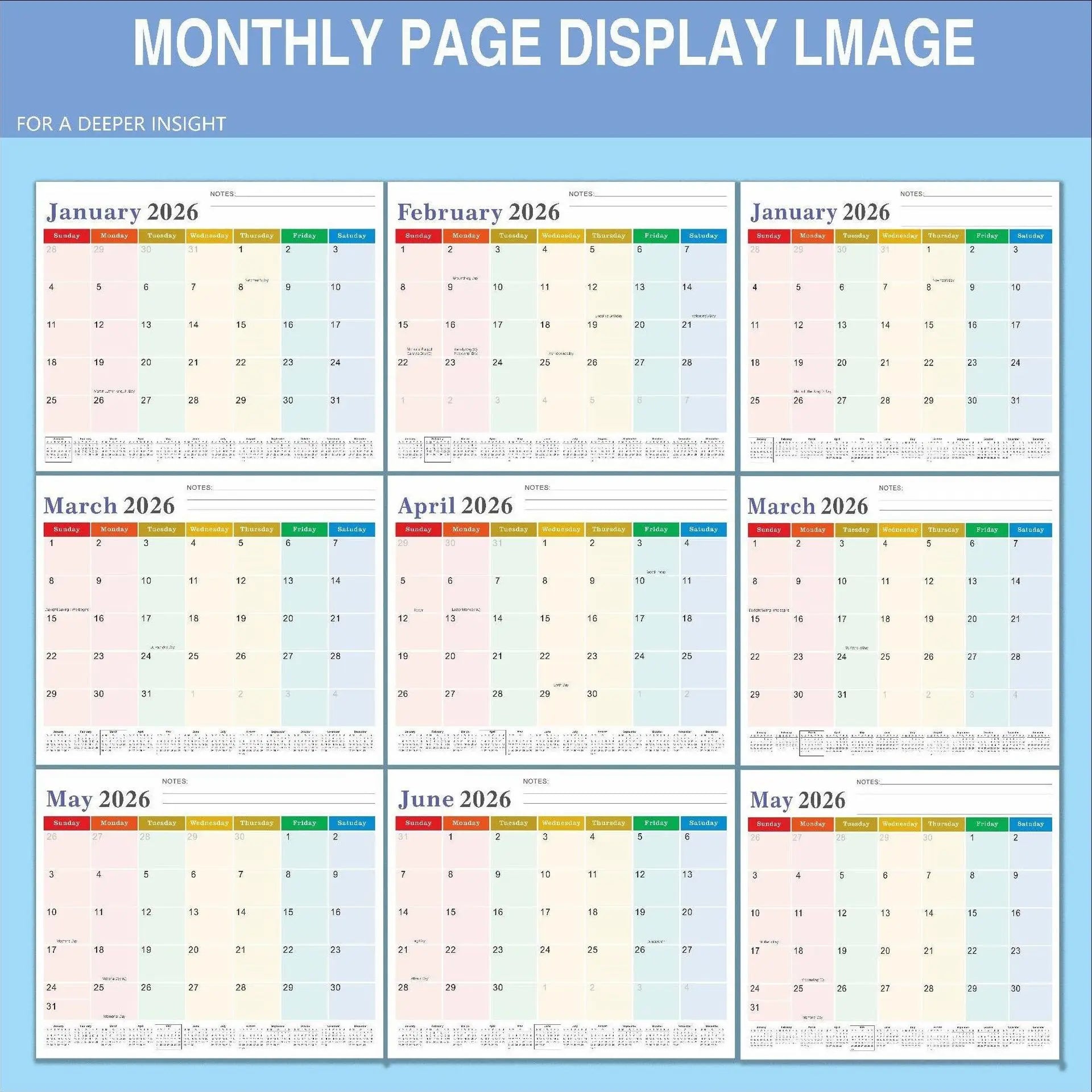 18-month magnetic calendar, January 2026 to June 2027 refrigerator calendar, tear-off 8" x 10" calendar Oasis Select