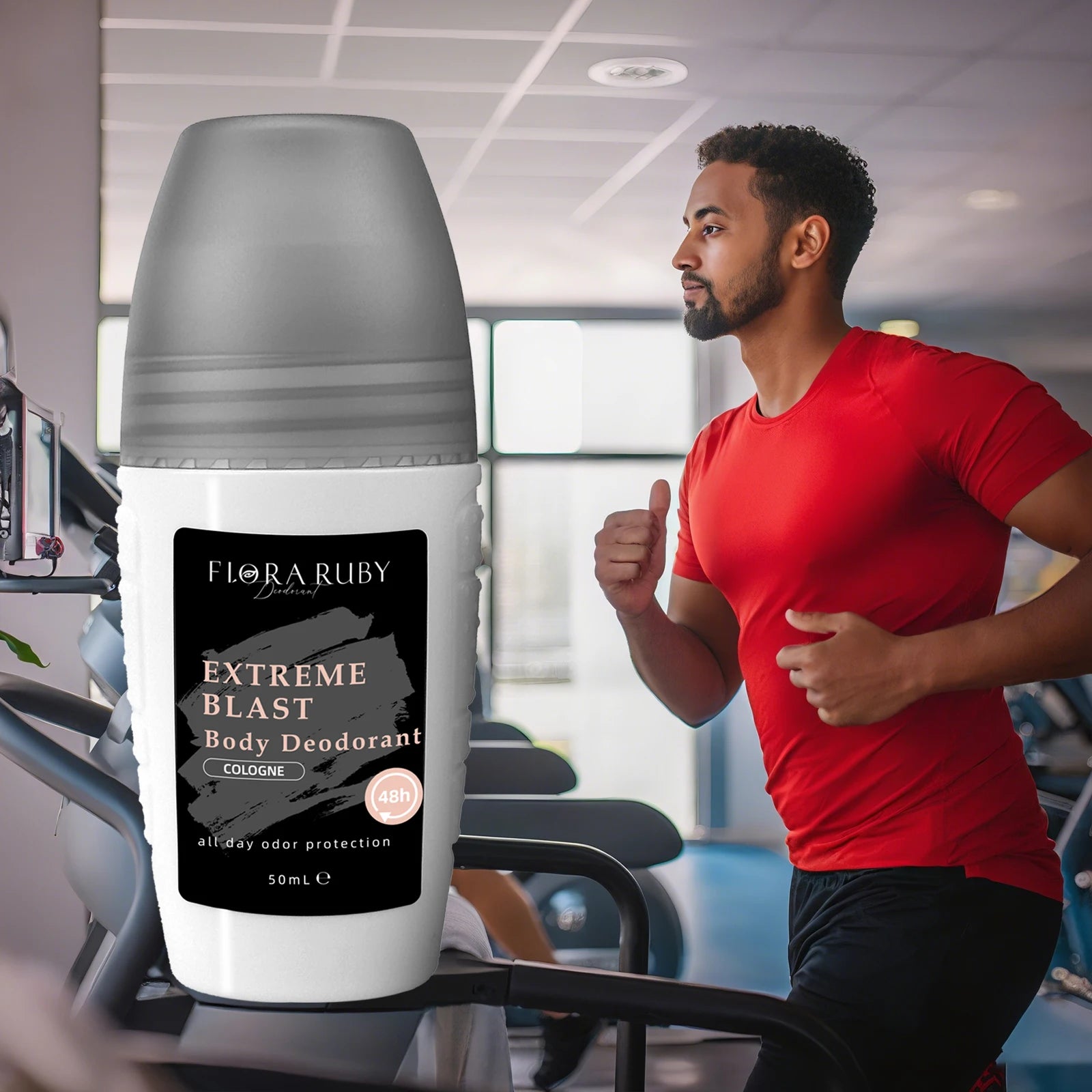 Flora Ruby Light Grey Series Deodorant Roll On All-purpose Deodorant Roll Aluminum Free Easy To Carry 50g Oasis Select