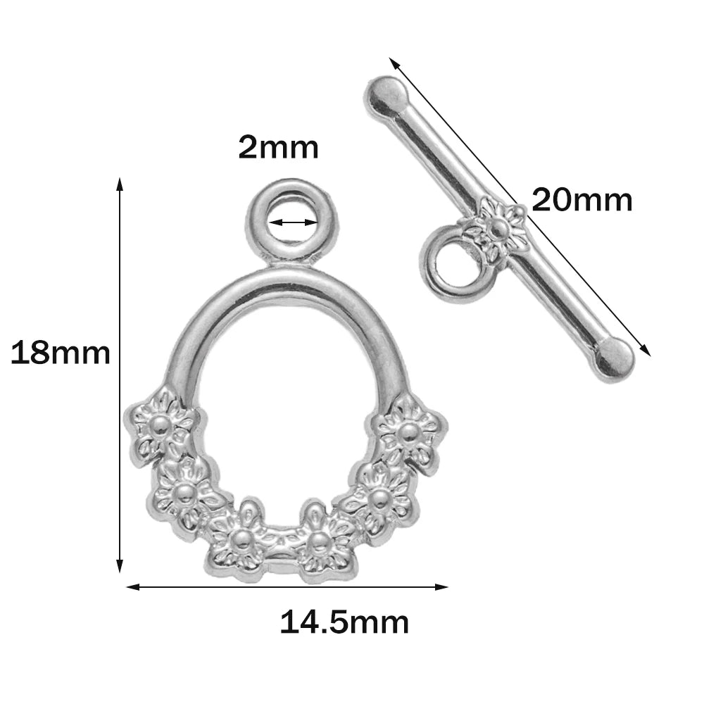 5 Sets Stainless Steel Toggle Clasp T-bar Closure Ring Fastener Hook End Connectors for DIY Necklace Bracelet Jewelry Making Oasis Select Steel 14x18mm