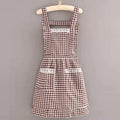 Korean Style Cotton Kitchen Apron with Pockets | Women & Girls