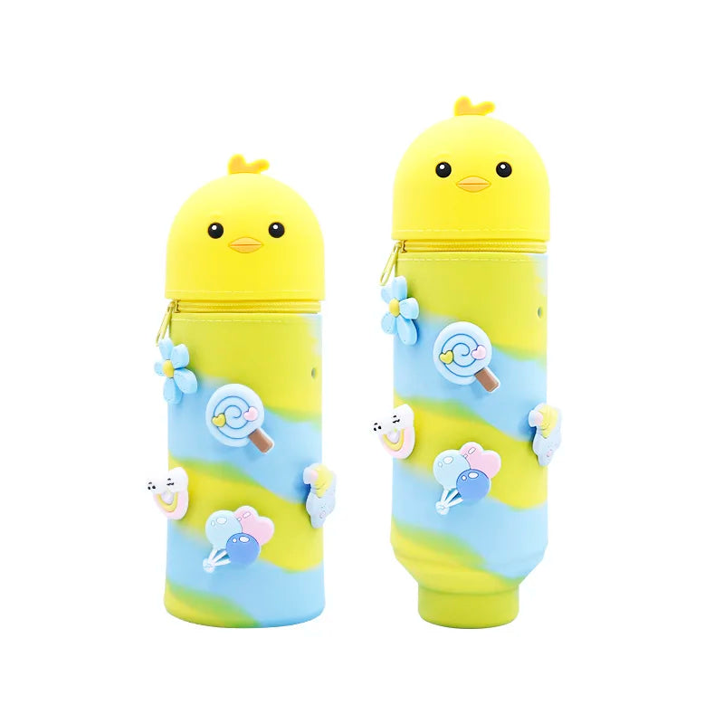 Cute Animal Pencil Case, 2-in-1 Pencil Bag with Zipper Pen Holder, Soft Silicone Pencil Case, Suitable for School Office Oasis Select New Style 3
