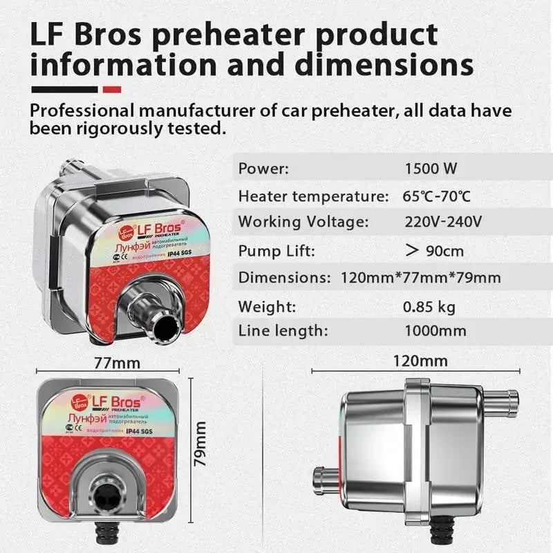 3000W Car Engine Heater Diesel Auto Engine Antifreeze Preheater 220V Truck Coolant Heater Parking Heater Car Heating Accessories Oasis Select