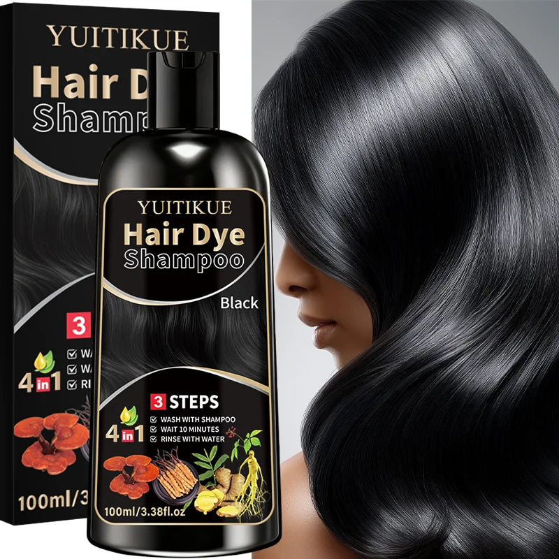 YUITIKUE Herbal Black Hair Dye Shampoo - Gentle Cleansing, Long-Lasting Color & Healthy Dyeing Oasis Select