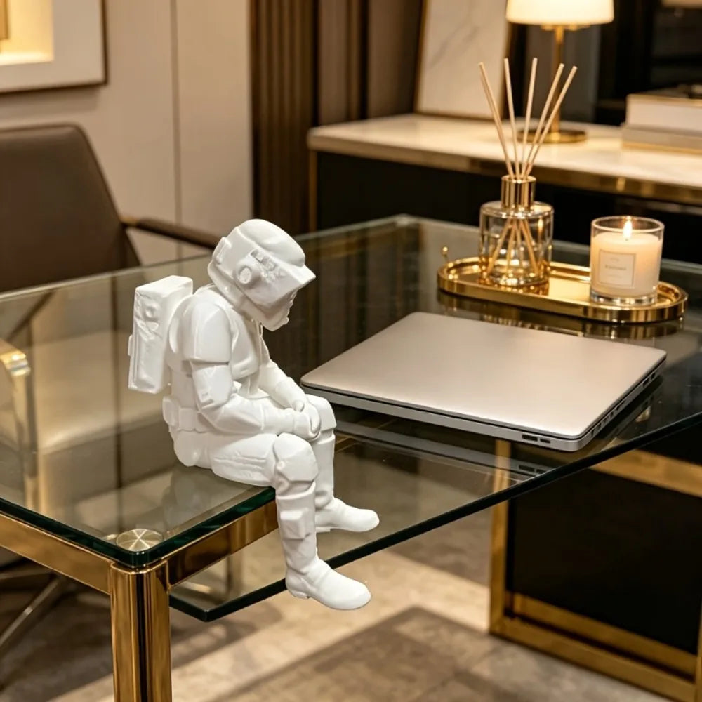 Thinking Sci-Fi Armored Mini Figurines 3D Printed Futuristic Soldier Meditation Seated Pose Desk Ornaments Game Room Home Decor Oasis Select