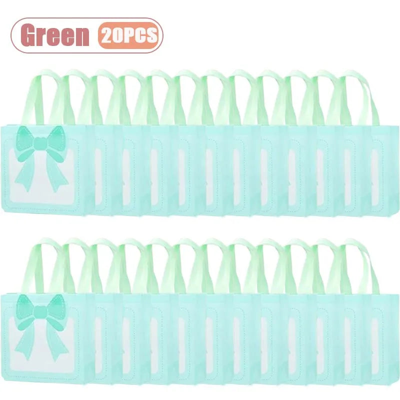 1-20PCS Valentine‘s Day Gift Bags Premium Non-Woven Tote for Birthday Party Favors Handmade Treat Bags Elegant Favor Bags Oasis Select Green-20PCS