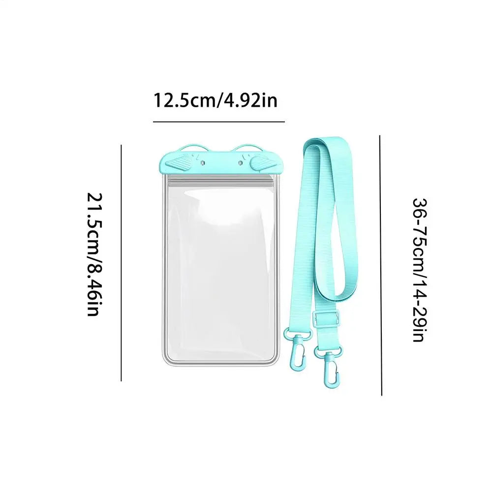 Transparent Waterproof Phone Case Touch Screen Under 7.0 inches Phone Cover with Lanyard Phone Sealed Bag Swimming Diving Oasis Select Light Green
