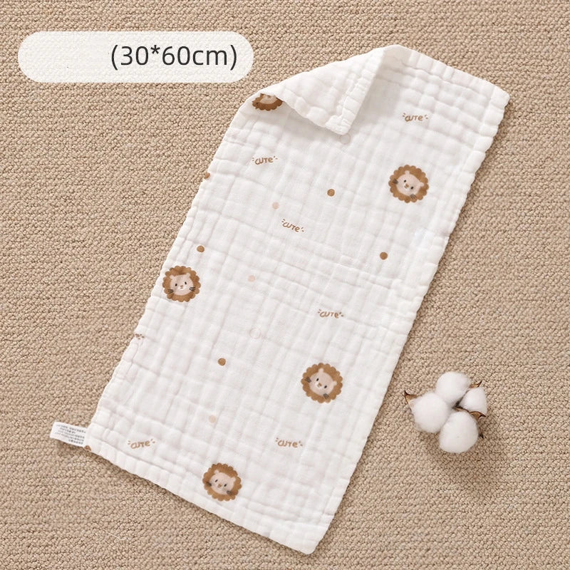 Baby Cotton Muslin Towel Bib Newborn Ultra-Soft Cotton Square Towel Baby-Specific Face Wash Towel Gauze Towel for Children Oasis Select Lion-30x60cm