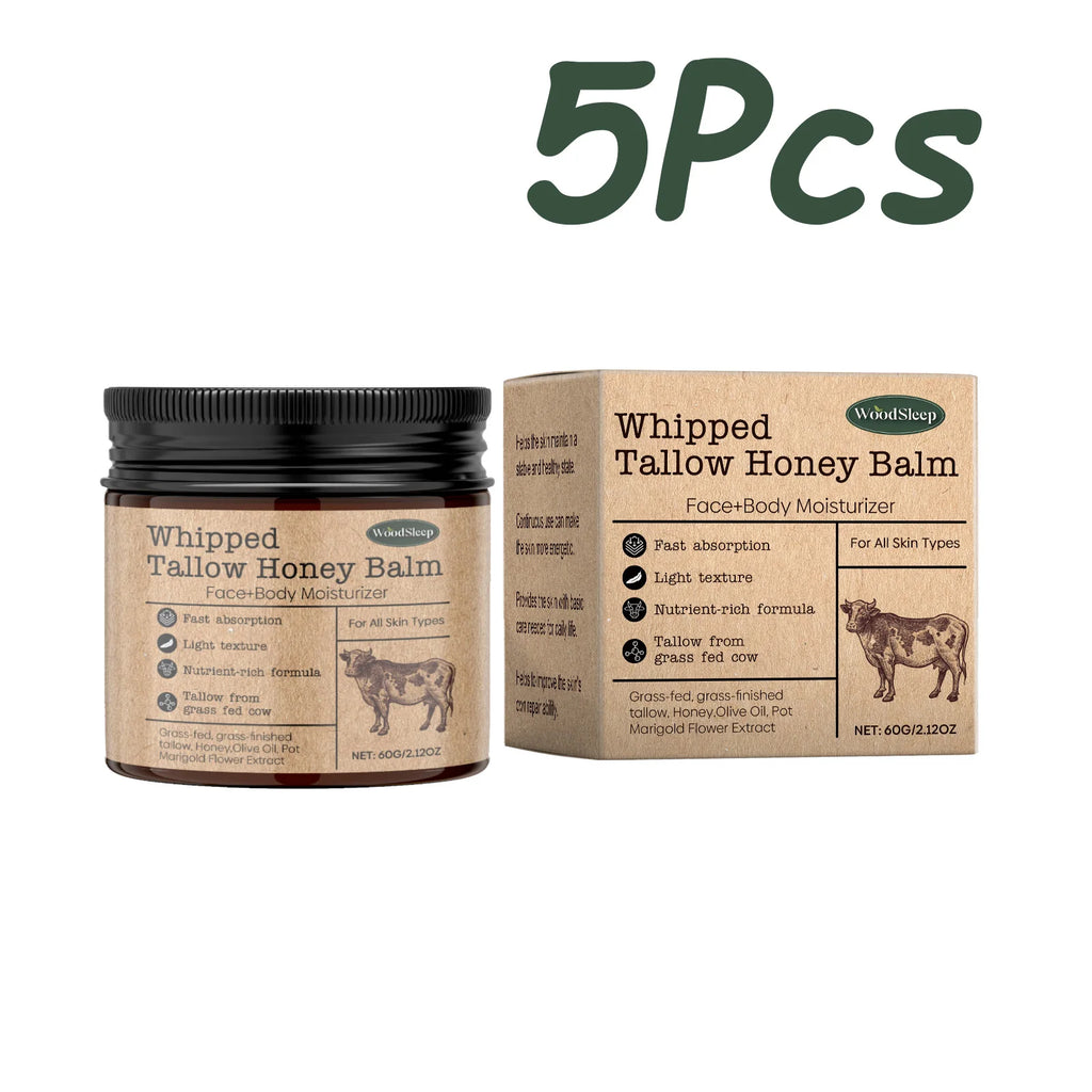 Whipped Beef Tallow Honey Balm Deeply Moisturizer Brightening Fast Absorption Grass Fed Grass Finished Face Cream Body Lotion Oasis Select 300g Boxed