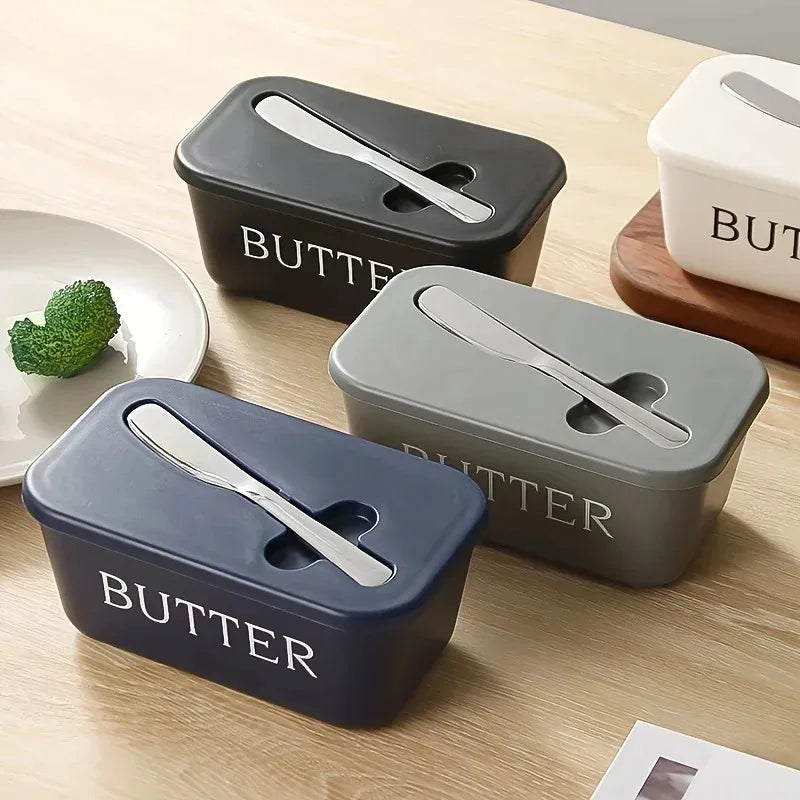 1pcs Butter Container Box with Knife Simple Restaurant Sealed Storage Box Knife Butter Slicer Tableware Oasis Select