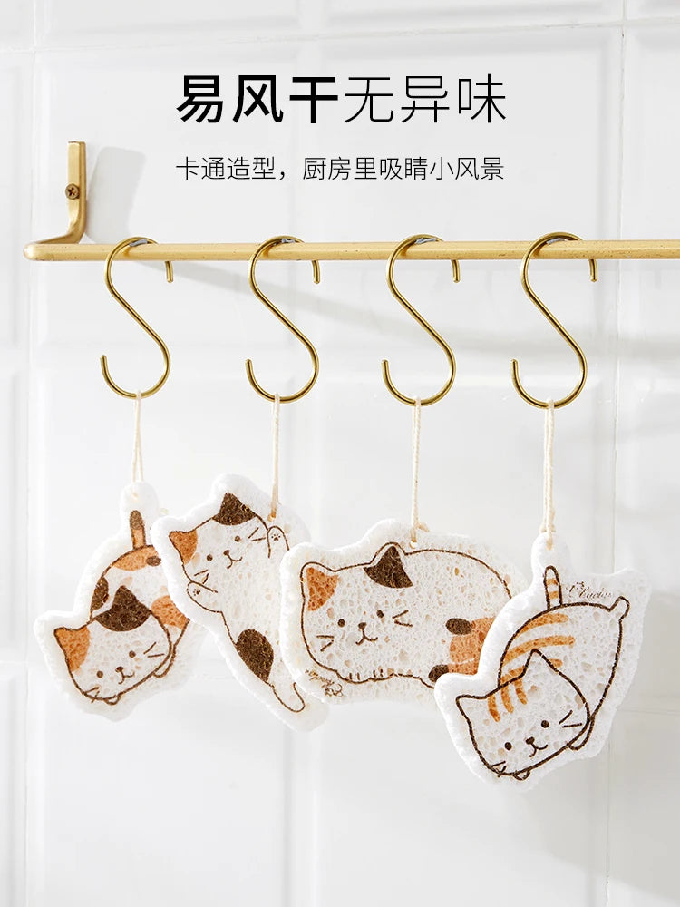 Wood pulp cotton dishwashing wipe kitchen wood paddle sponge wipe block non oil cleaning dishwashing cloth brush pot artifact Oasis Select