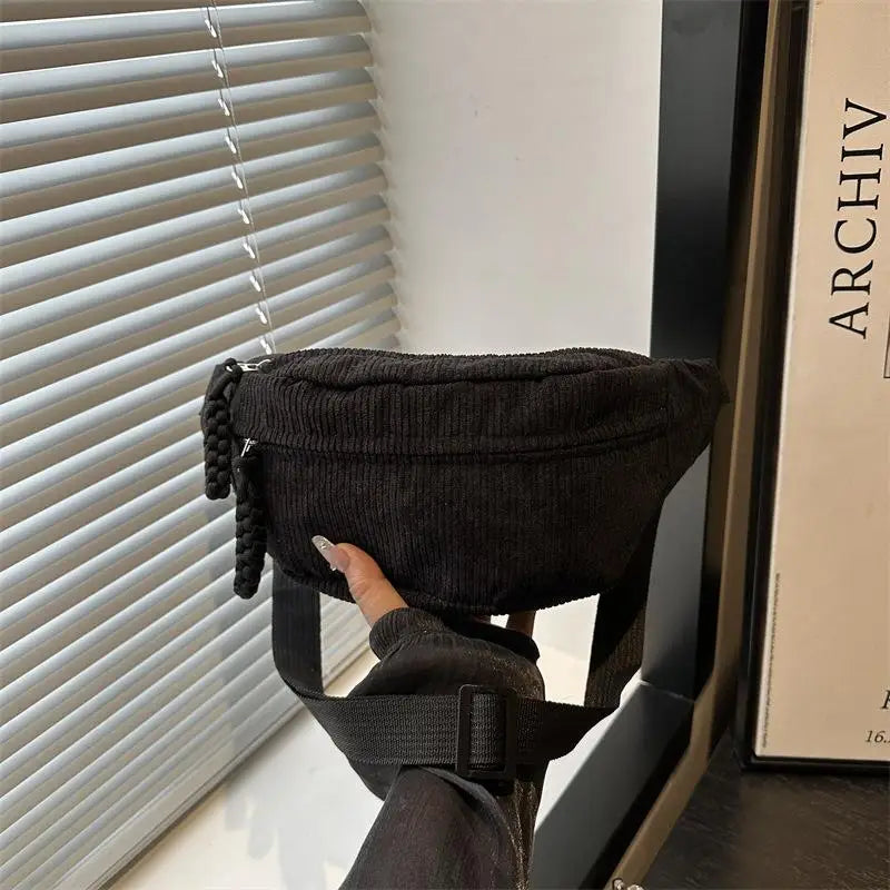 Women's Corduroy Half Moon Crossbody Chest Bag | JETTING