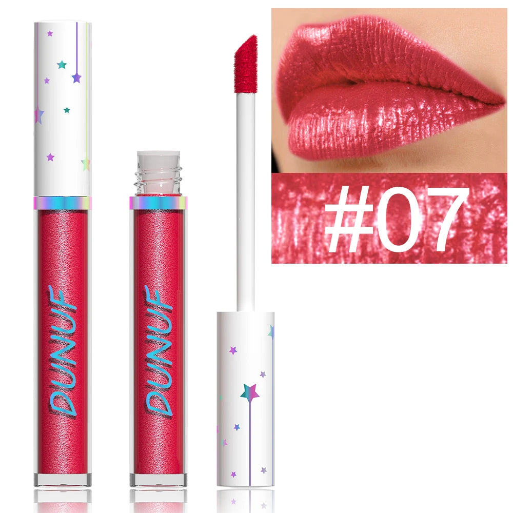 DUNUF 12 Lipstick Pearl Long-lasting Waterproof, non-bleach, non-stick cup lip gloss Oasis Select 07