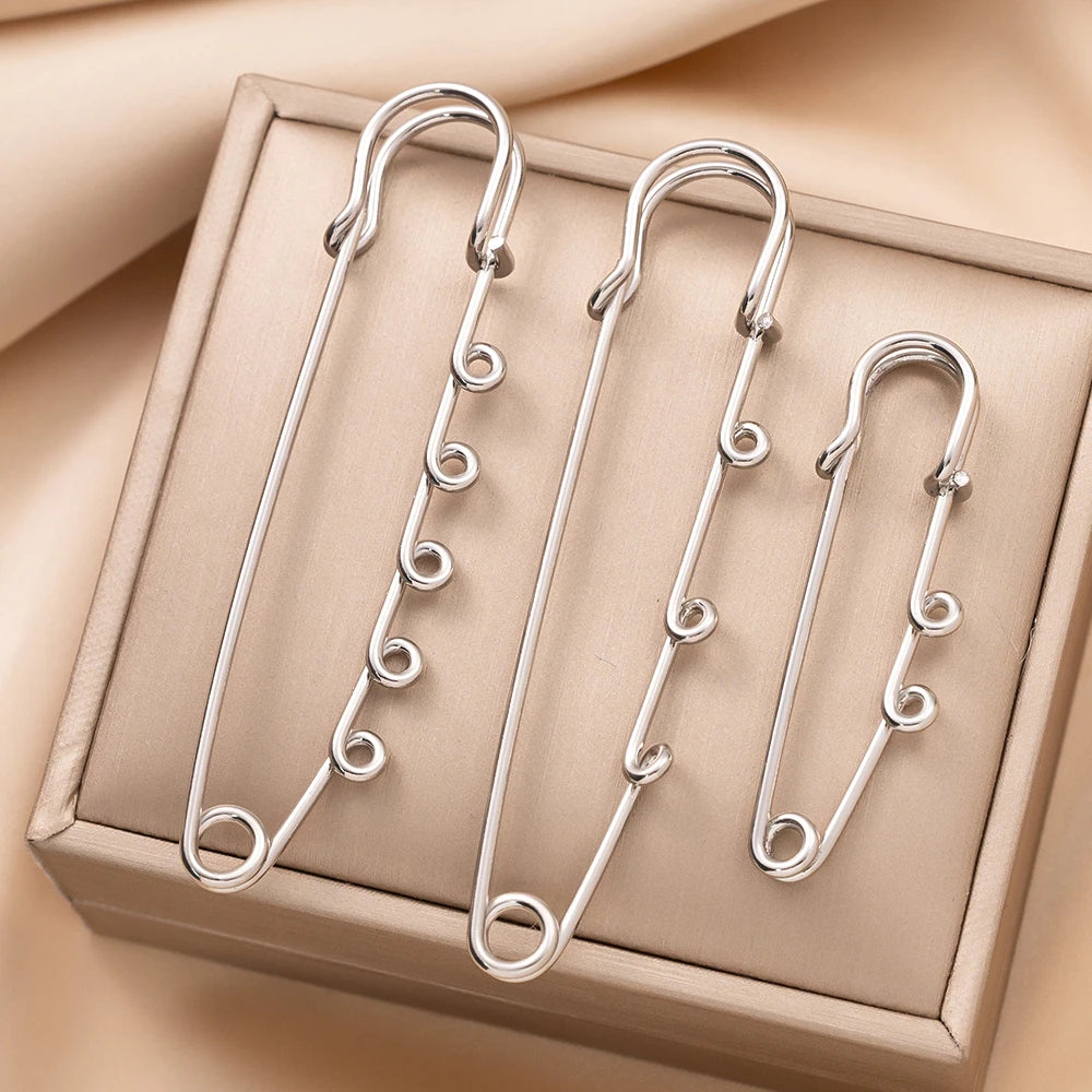 10pcs Heavy Duty Safety Pin Charms with 1/2/3/4/5 Loops for DIY Garment Blanket Skirts Knitted Fabric Brooch Crafts Jewelry Make Oasis Select