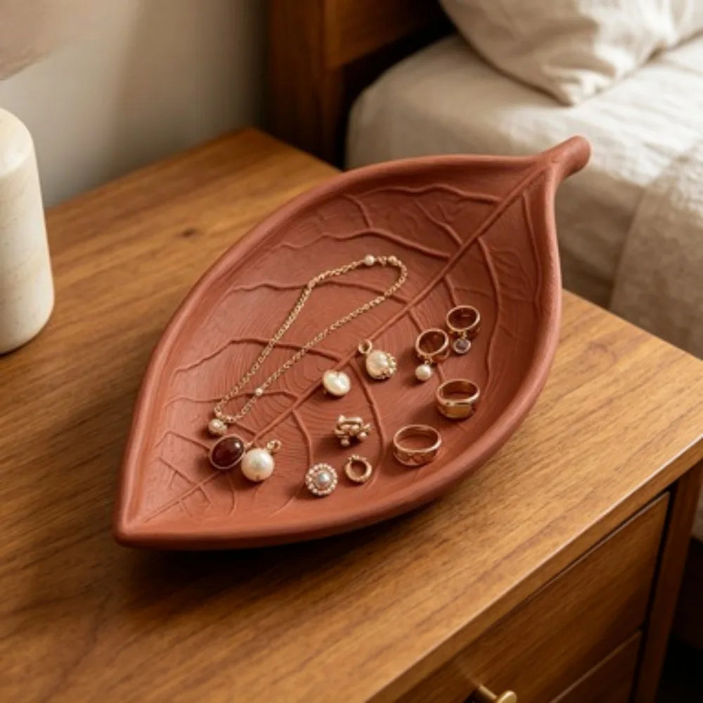 3D Printed Leaf Shape Jewelry Tray Ring Holder Unique Gift for Women Fashion Lovers Earring Necklace Display Dish Leaf Shaped Oasis Select