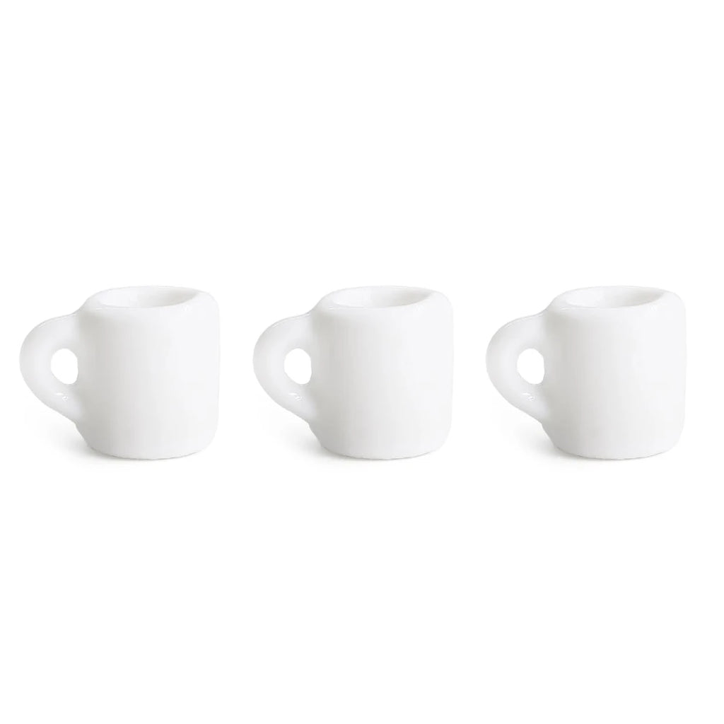 1:12 Scale Miniature Coffee Mugs Resin Dollhouse Kitchen Tableware Realistic White Cups DIY Craft Desk Ornament Set Oasis Select 3pcs
