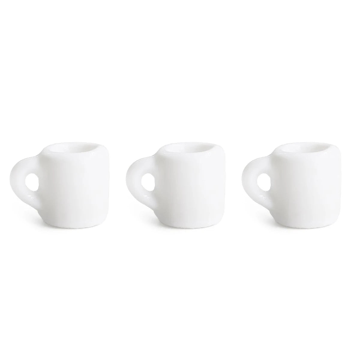 1:12 Scale Miniature Coffee Mugs Resin Dollhouse Kitchen Tableware Realistic White Cups DIY Craft Desk Ornament Set Oasis Select 3pcs