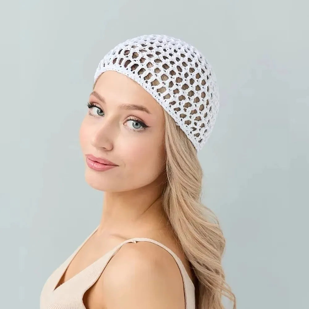 Simple Breathable Hair Net Cap Crochet Cap Comfortable Wig Caps Hollowout Mesh Turban Hat for Women Oasis Select