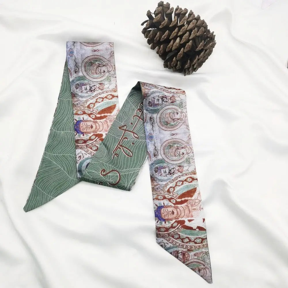 New Floral Headband Ribbon Oil Painting Headscarves Chinese Style Floral Scarf Oasis Select