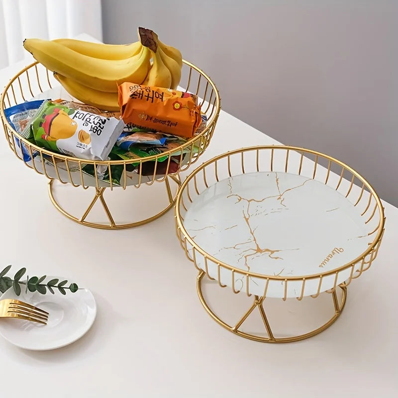 Light Luxury Fruit Plate, Creative Living Room Home Fruit Basket Afternoon Tea Candy Dessert Stand Snack Tray,Party Supplies Oasis Select