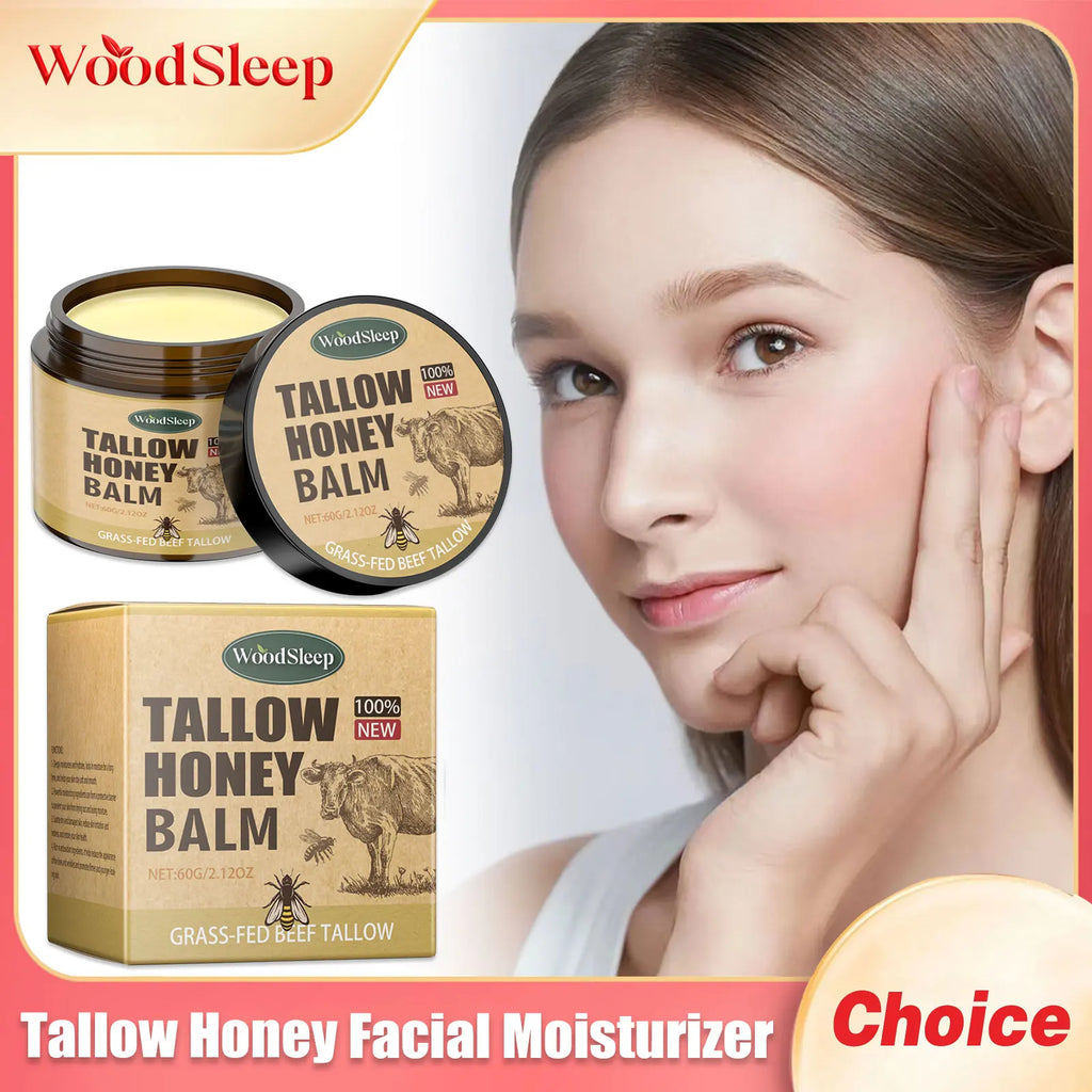 Tallow Honey Facial Moisturizer Cream Nourishing Damaged Soothing Dryness Deep Hydration for Valentines Gift Face Skin Care Balm Oasis Select