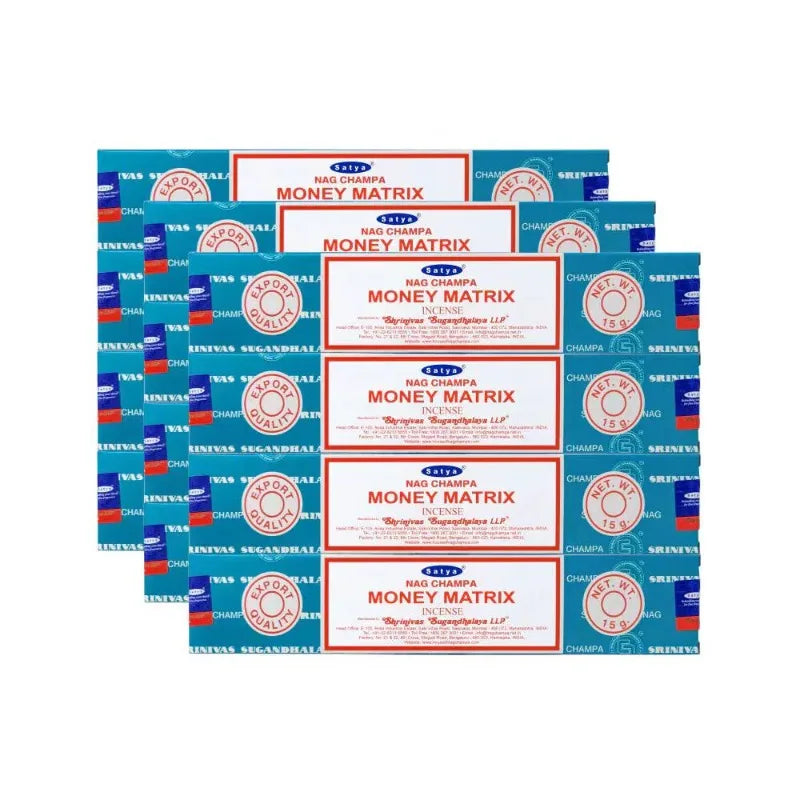 4 Boxes MONEY MATRIX Incense Sticks - Mixed Flavor Satya Handmade Sandalwood/Lavender/BLACK OPIUM/PALO SANTO/Super Hit/NAGCHAMPA Oasis Select