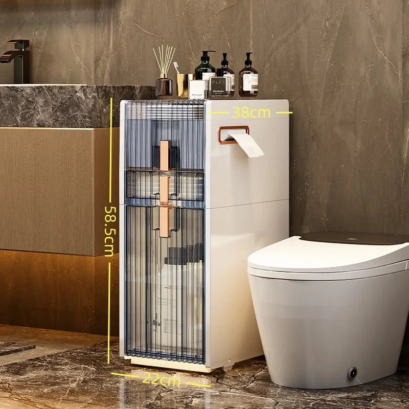 Multi-functional Toilet narrow slot storage cabinet crevice trolley toilet gap bathroom floor toilet narrow side locker Oasis Select 22cm-3