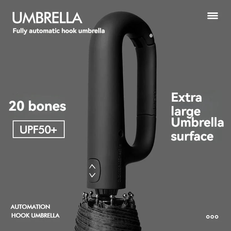Automatic Umbrella for Men Women Fully Automatic Folding Large Rib Strong Sunshade Double Umbrella with Ring Buckle Design Oasis Select