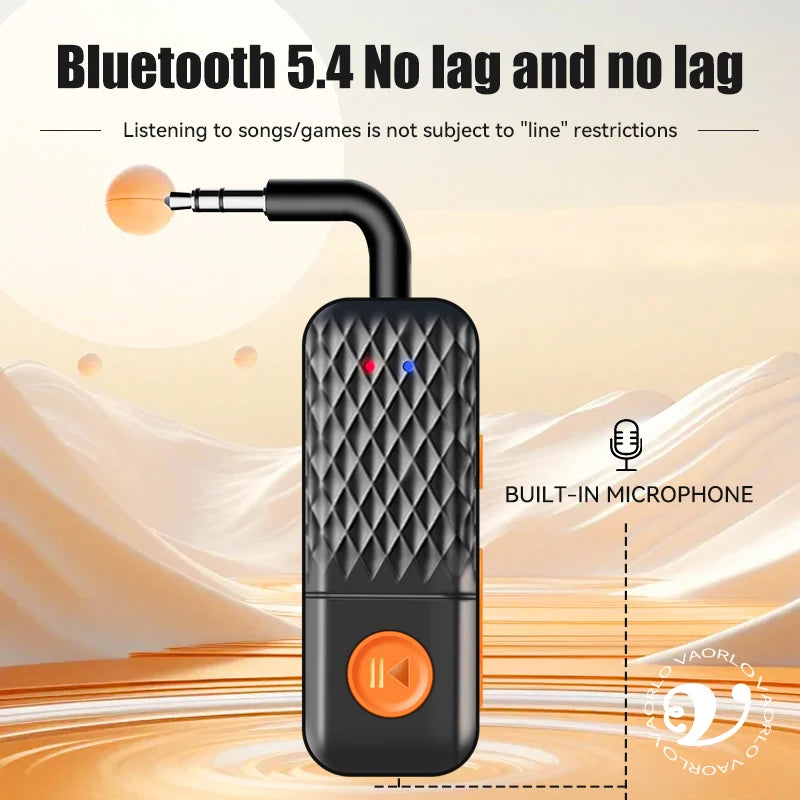 2-In-1 Wireless Audio Adapter Bluetooth 5.4 Receiver Transmitter 3.5mm AUX Lossless Sound MIC For Car Speaker TV PC Airplane Oasis Select