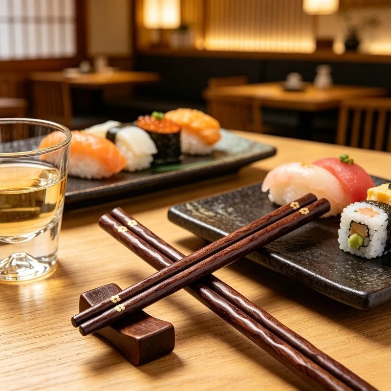 Natural Wooden Reusable Chopsticks Eco Friendly Durable Japanese Style Sushi Household Dining Tableware Oasis Select