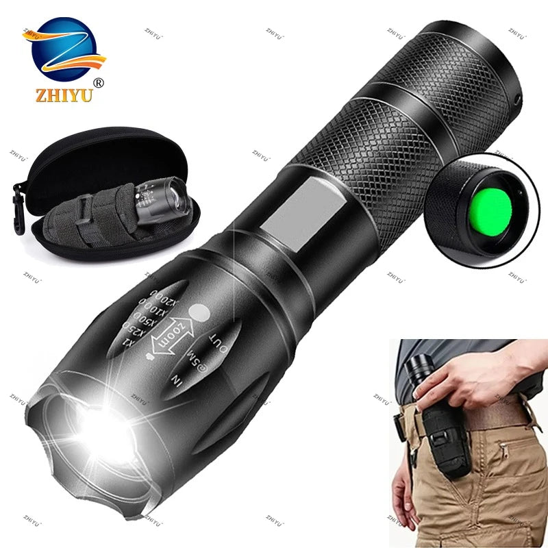 ZHIYU Zoomable LED Tactical Flashlight – Waterproof, 5 Modes