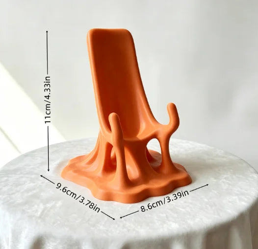 Melting Liquid Fluid Phone Stand 3D Printed Portable Desktop Cell Phone Holder Mobile Cradle Home Office Kawaii Table Decor Gift Oasis Select Melted matte orange