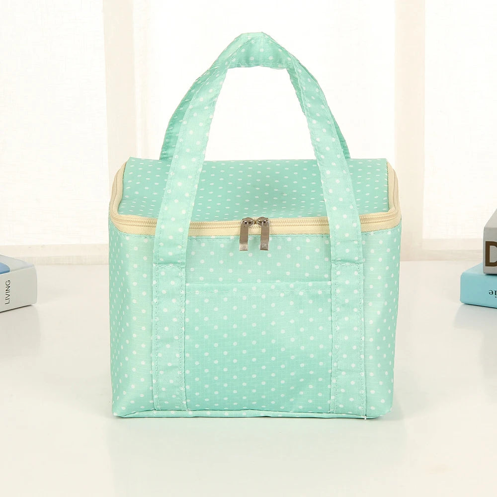 Large Insulated Lunch Bag – Polka Dot Oxford Bento Tote