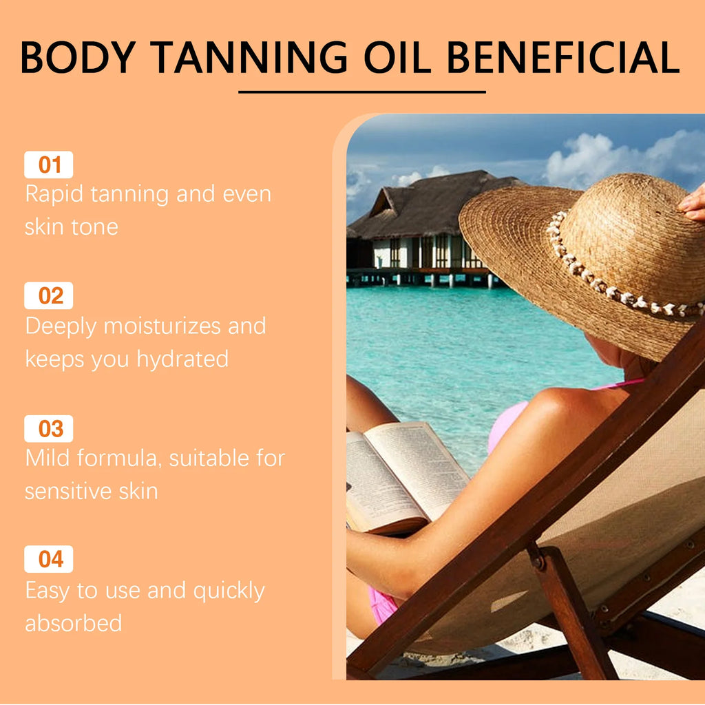 Tanning Oil for Natural Bronze Glow – Moisturizing 100ml Tanning Oil Oasis Select
