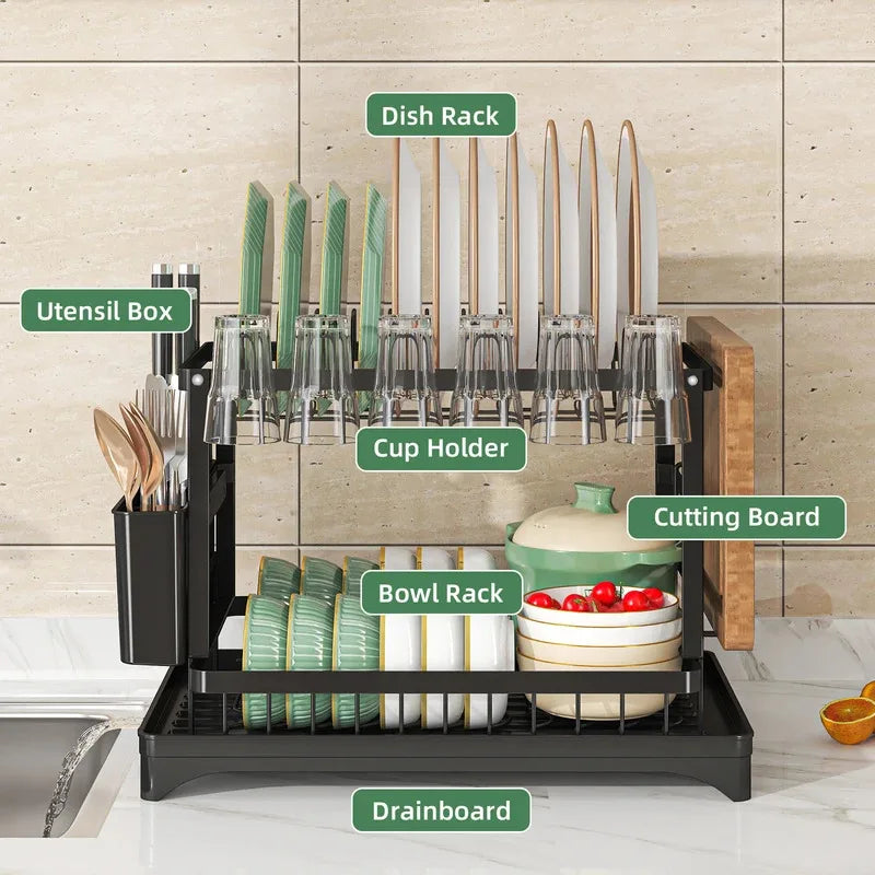 Stainless Steel Dish Rack | Hygienic & Residue-Free Drying | Premium Carbon Steel Construction | Space-Saving Kitchen Organizer Oasis Select