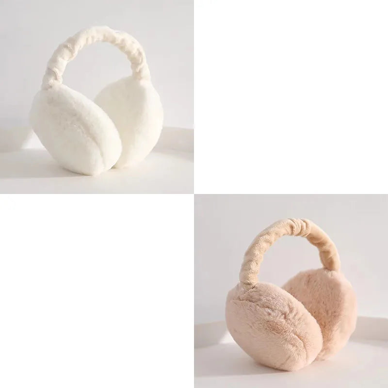 1-4PCS Korean Version Foldable Portable Ear Cup For Warmth, Plush Earplugs For Men And Women For Warmth In Autumn And Winter Oasis Select White-Beige