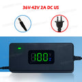 AC100-240V Digital Display Lithium Battery Charger 36V 42V / 48V 54.6V 2A Power Supply Adapters DC Plug With Cooling Fan EU US Oasis Select 36V 42V 2A DC US