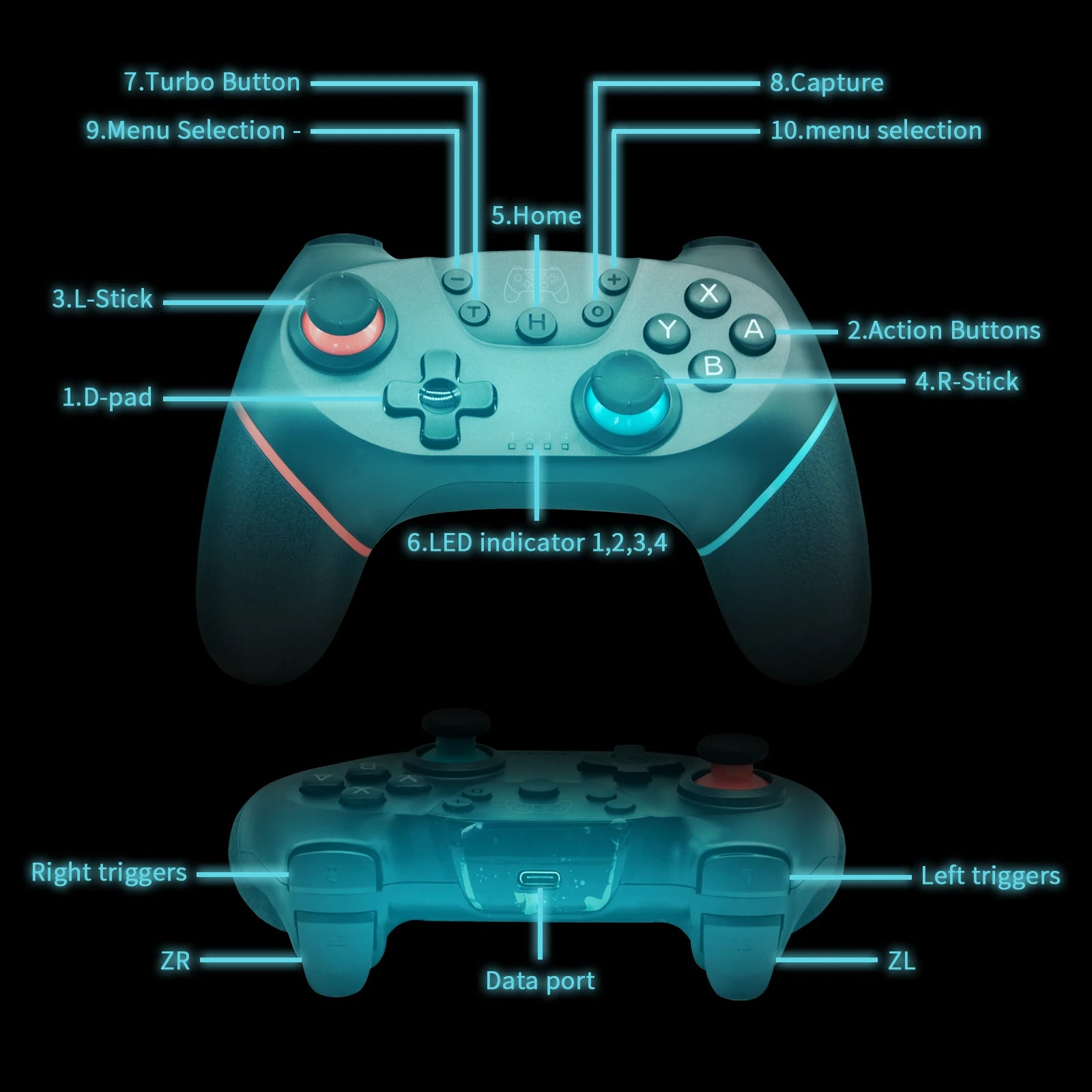 AyeBeau Wireless Bluetooth Controller for Nintendo Switch & PC