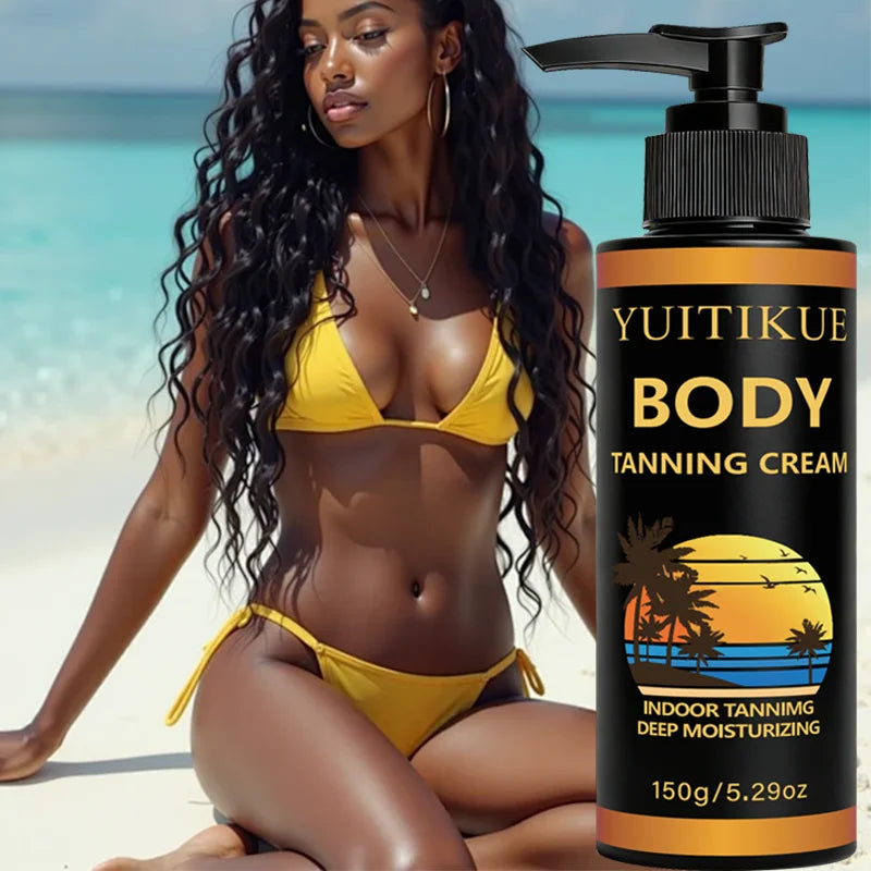 YUITIKUE Indoor Tanning Lotion - No Sun Needed, Natural Dark Brown Tan, Gentle & Long-Lasting Body Bronzer 150g Oasis Select