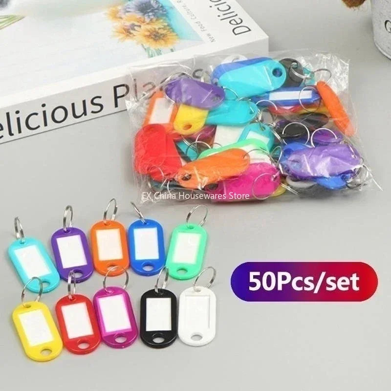 50pcs Colorful Plastic Tags Hotel Number Classification Card Key Tags Label Name Baggage Tag ID Name Tags With Split Ring Oasis Select