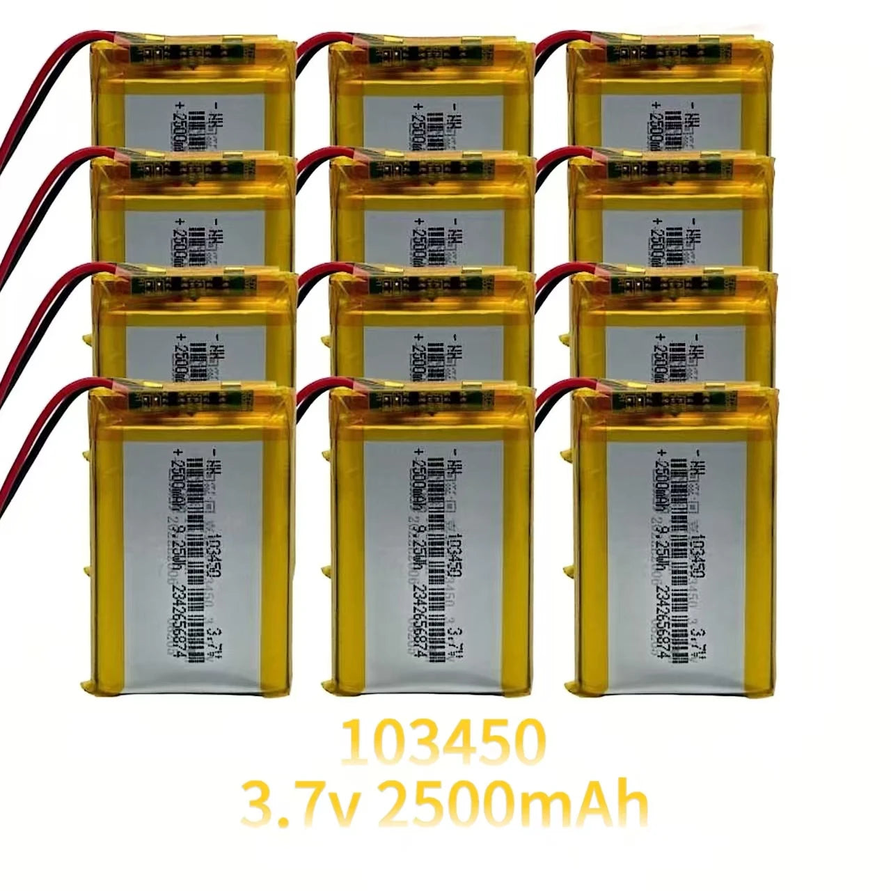 Hotsale 103450 3.7V 2500mAh Polymer Lithium Rechargeable Battery jst PH 2.0mm 2pin plug for Camera GPS navigator MP5 Headset Oasis Select